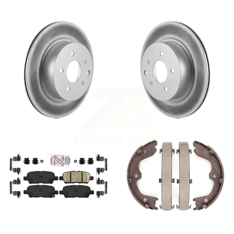 Rear Disc Coated Rotors Ceramic Pads Parking Shoes Kit For INFINITI Nissan Maxima G37 G35 KGA-106412