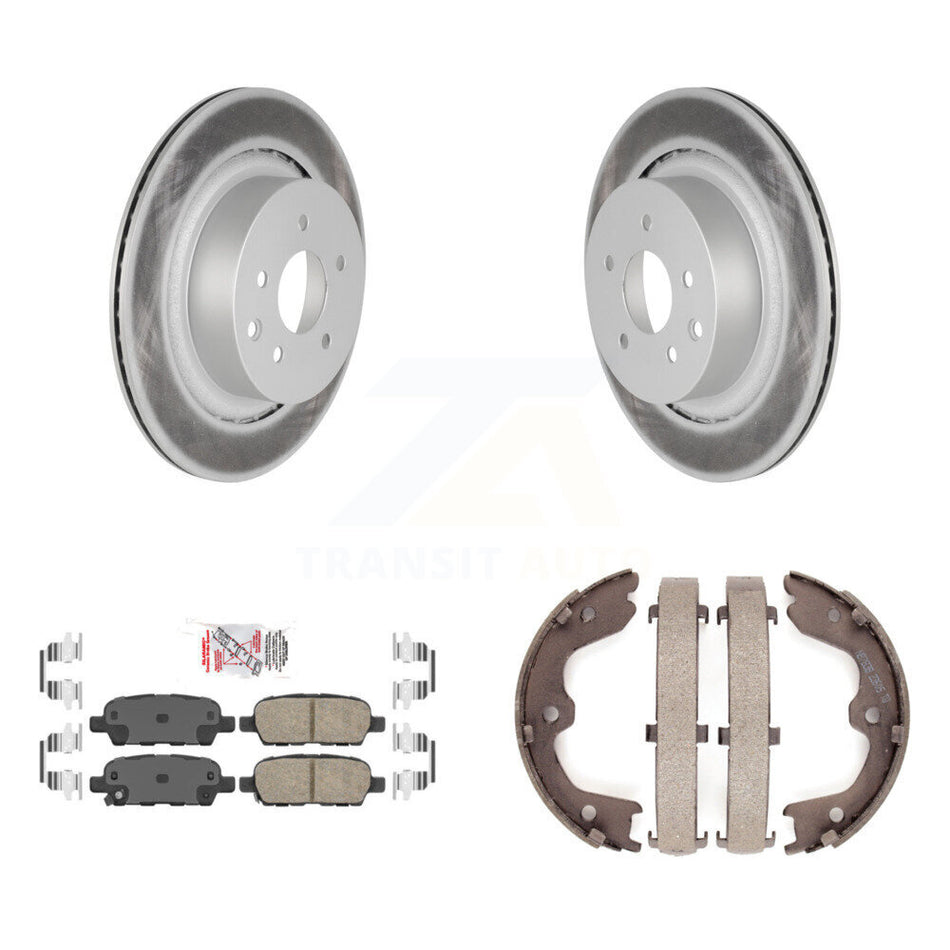 Rear Disc Coated Rotors Ceramic Pads And Parking Brake Shoes Kit For INFINITI G37 G35 Q60 KGA-106413