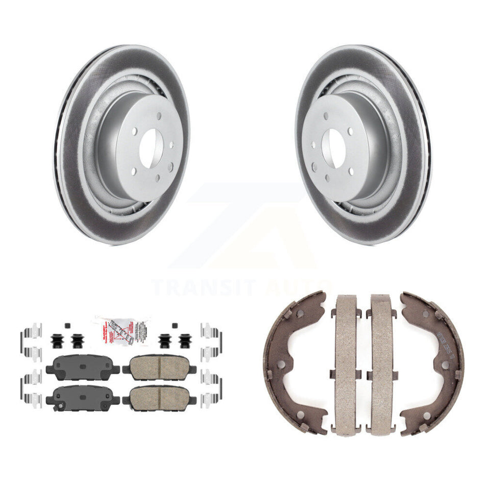 Rear Disc Coated Rotors Ceramic Pads And Parking Brake Shoes Kit For INFINITI Q60 KGA-106416
