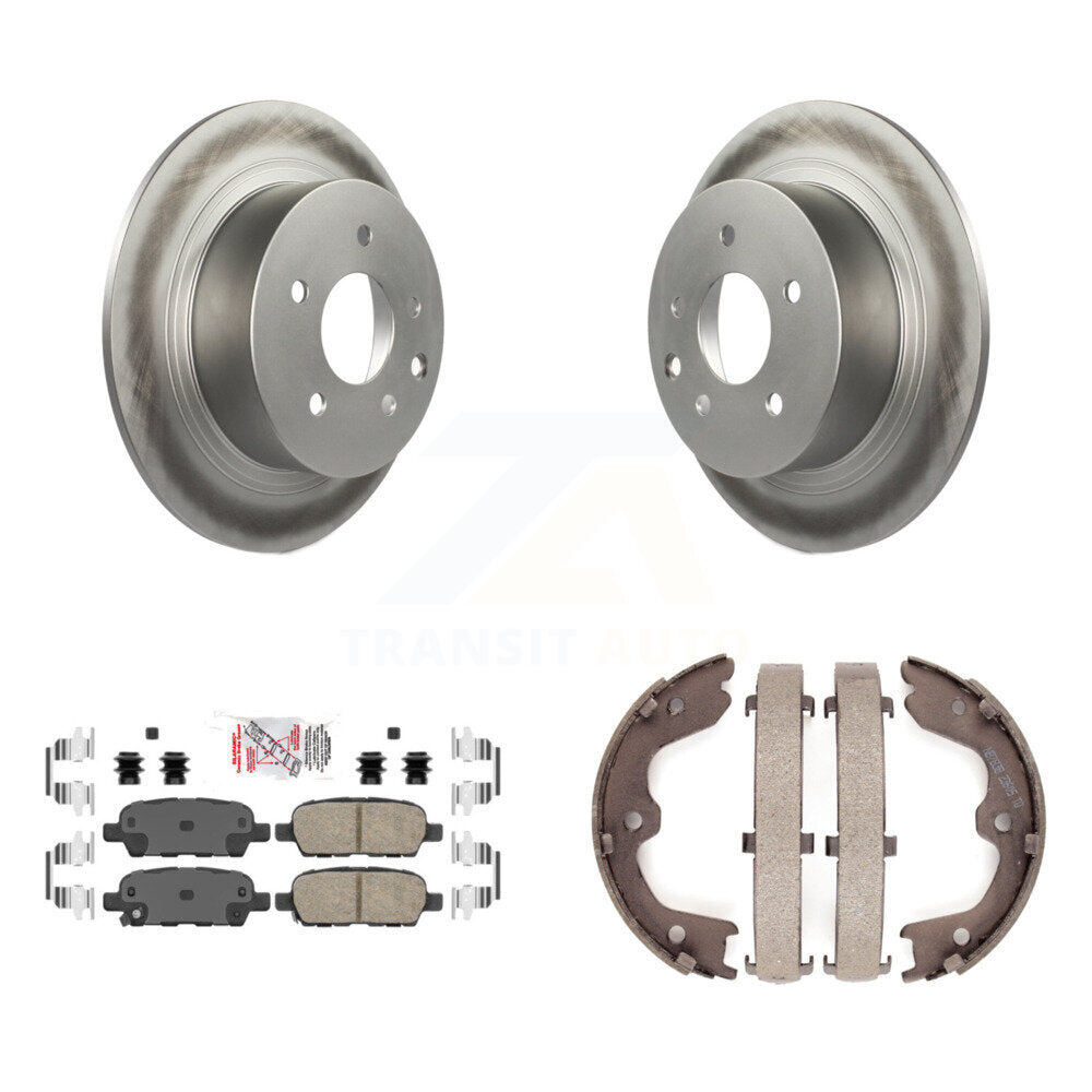 Rear Disc Coated Rotors Ceramic Pads Parking Brake Shoes Kit For 2007-2009 Nissan Altima KGA-106421