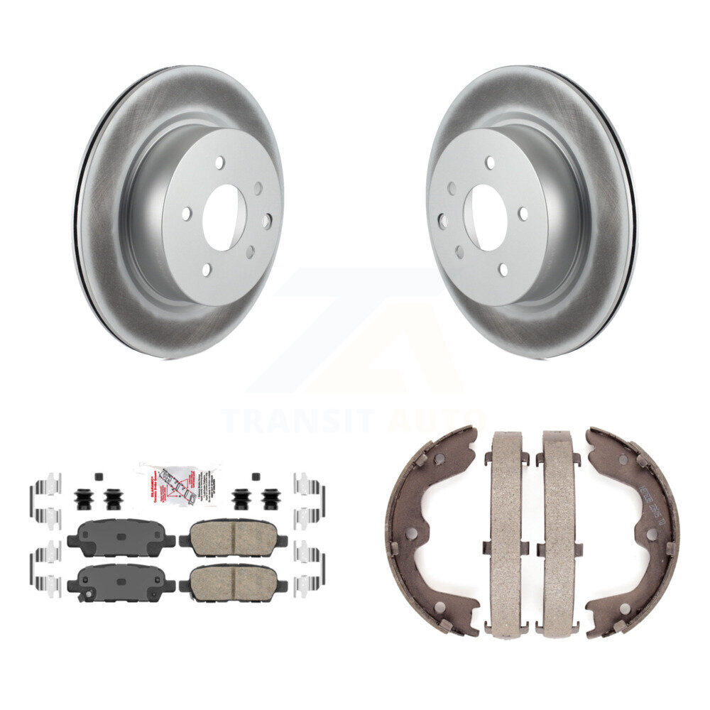 Rear Disc Coated Rotors Ceramic Pads & Parking Brake Shoes Kit For INFINITI EX35 M35 M45 KGA-106423