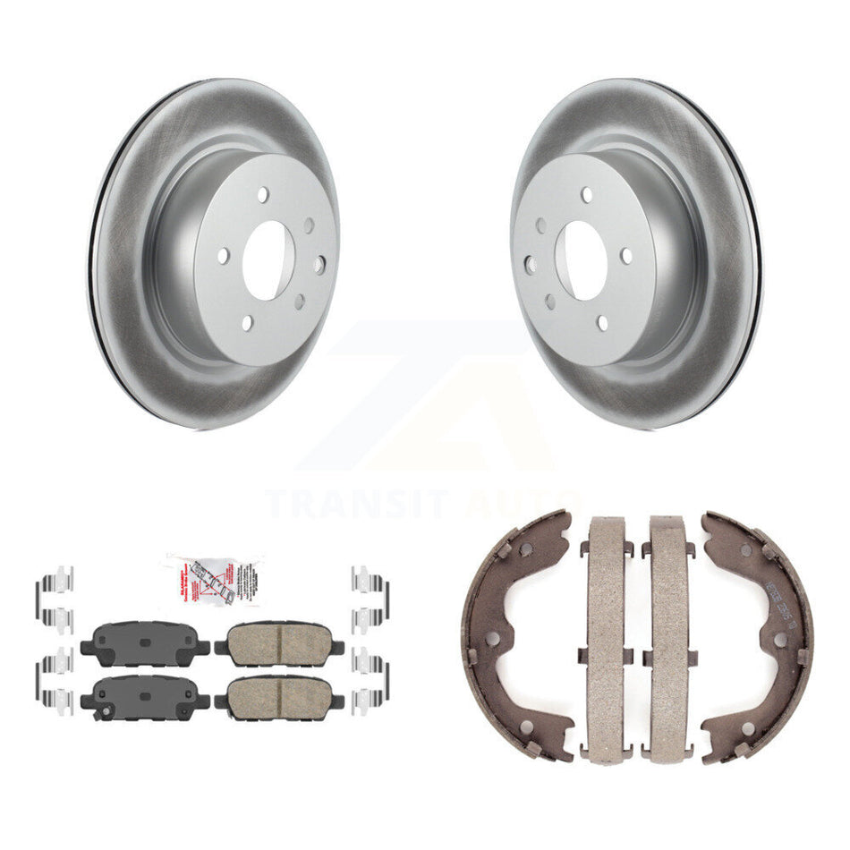 Rear Disc Coated Rotors Ceramic Pads & Parking Brake Shoes Kit For INFINITI EX35 M35 M45 KGA-106424