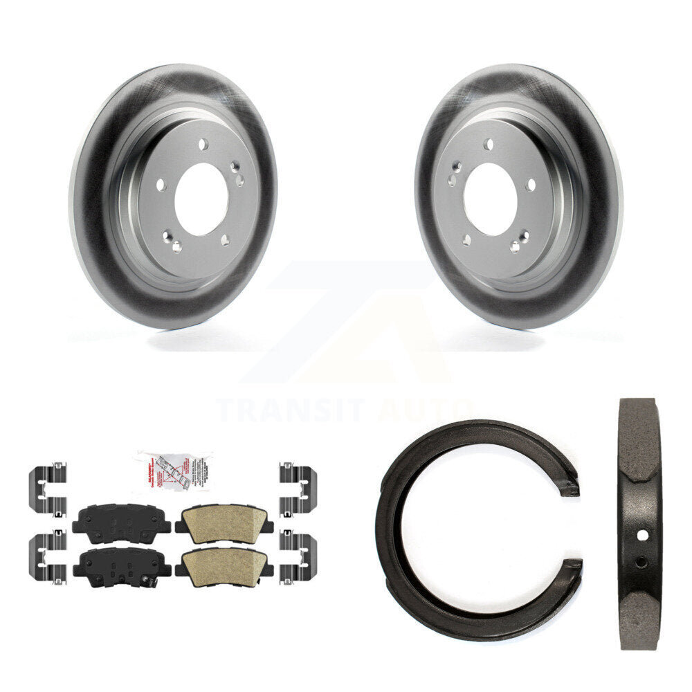 Rear Disc Coated Rotors Ceramic Pads And Parking Brake Shoes Kit For Kia Optima KGA-106427