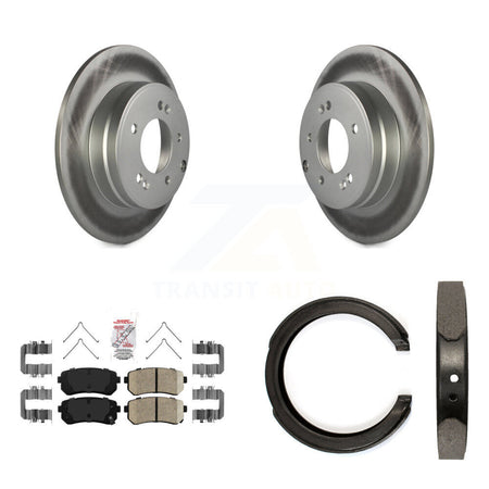 Rear Disc Coated Rotors Ceramic Pads And Parking Brake Shoes Kit For Kia Optima KGA-106428
