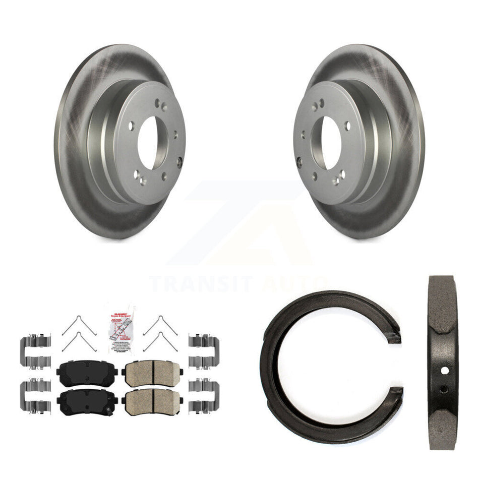 Rear Disc Coated Rotors Ceramic Pads And Parking Brake Shoes Kit For Kia Optima KGA-106428