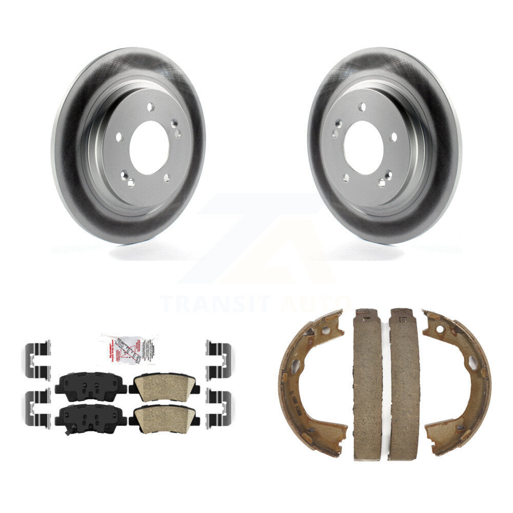 Rear Disc Coated Rotors Ceramic Pads And Parking Brake Shoes Kit For Kia Optima KGA-106430