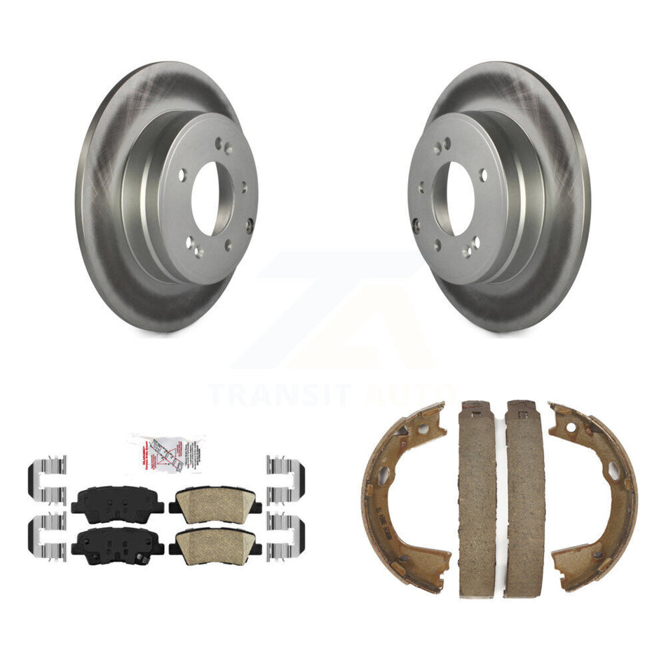 Rear Disc Coated Rotors Ceramic Pads And Parking Brake Shoes Kit For Kia Optima KGA-106431