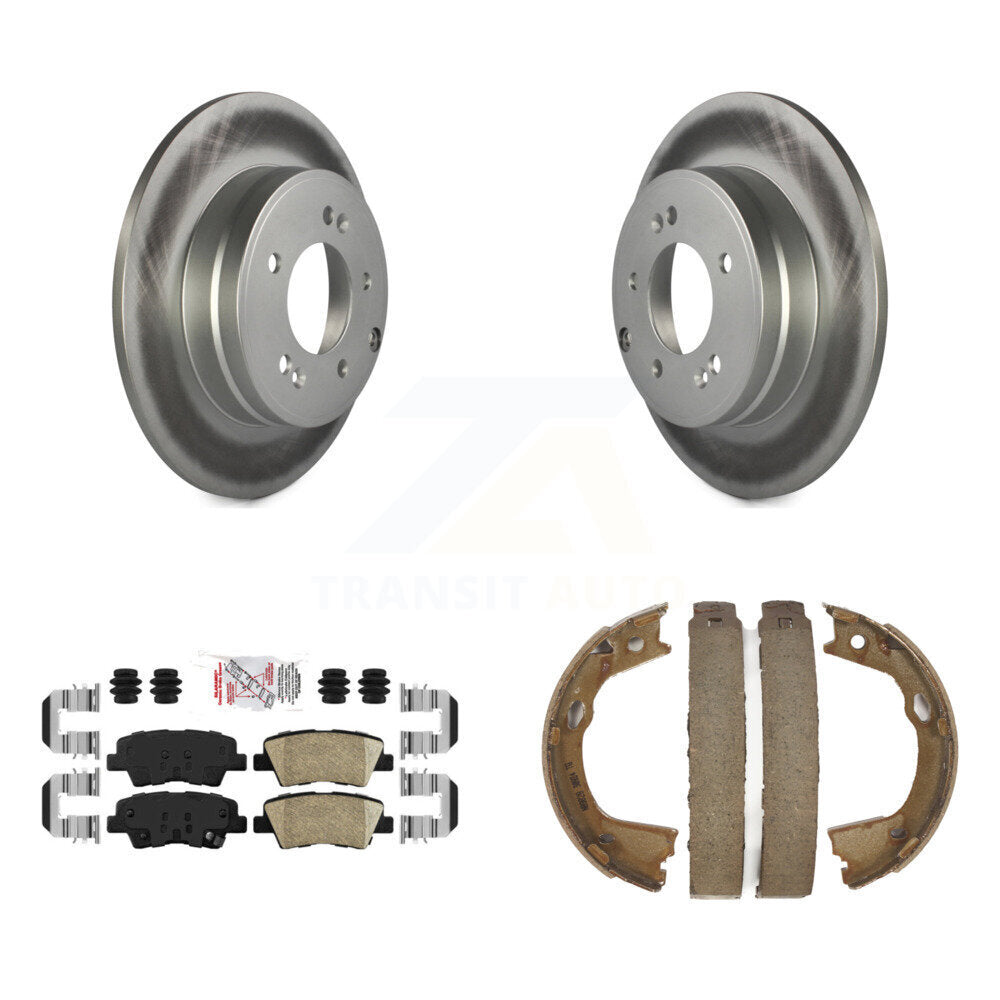 Rear Disc Coated Rotors Ceramic Pads And Parking Brake Shoes Kit For Kia Optima KGA-106432