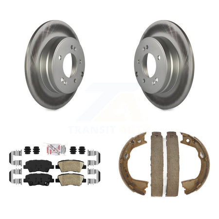 Rear Disc Coated Rotors Ceramic Pads And Parking Brake Shoes Kit For Kia Optima KGA-106432