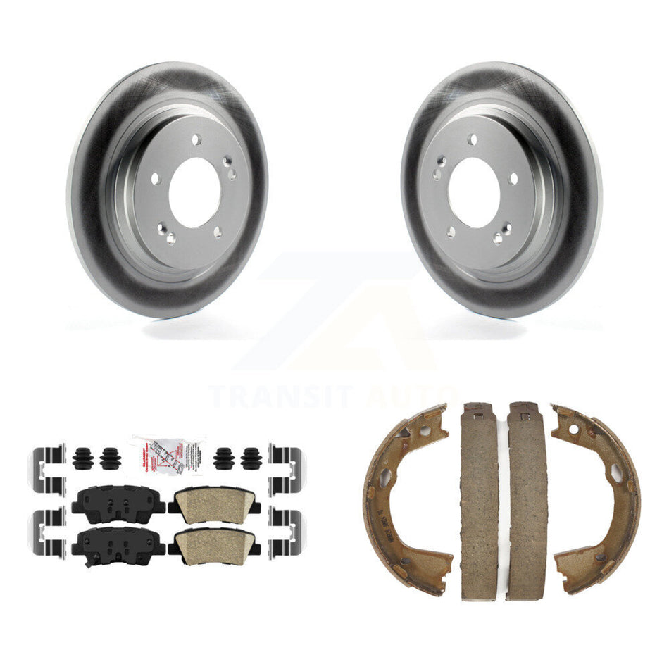 Rear Disc Coated Rotors Ceramic Pads And Parking Brake Shoes Kit For Kia Optima KGA-106433