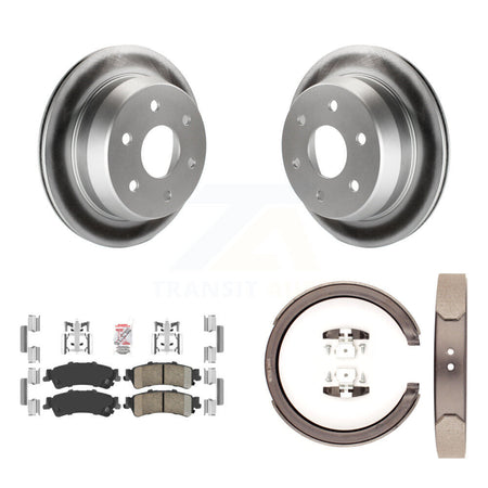 Rear Disc Coated Rotors Ceramic Pads & Parking Shoes Kit For Chevrolet GMC Silverado 1500 KGA-106437
