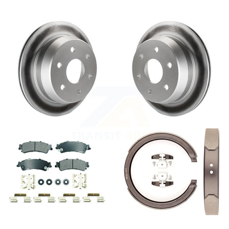 Rear Disc Coated Rotors Semi-Metallic Pads Parking Shoes Kit For Chevrolet GMC Silverado KGA-106438