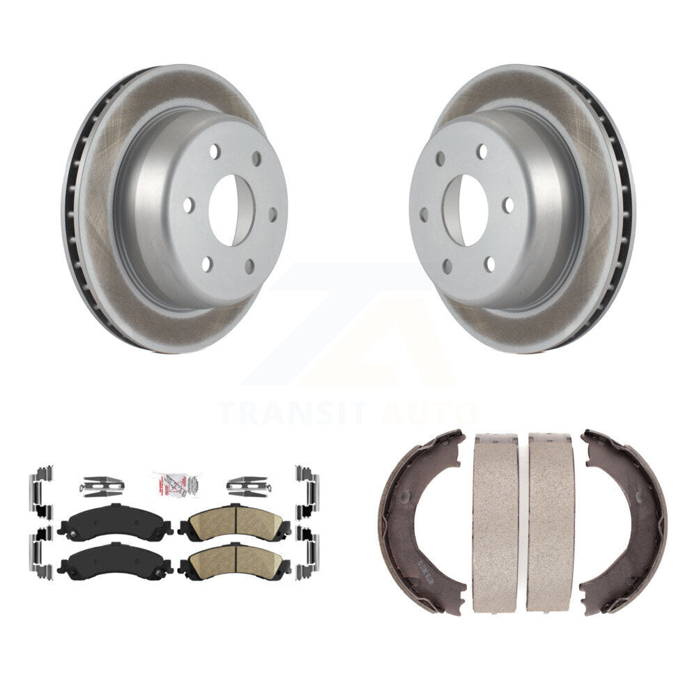 Rear Disc Coated Rotors Ceramic Pads & Parking Shoes Kit For Chevrolet Silverado 1500 GMC KGA-106440