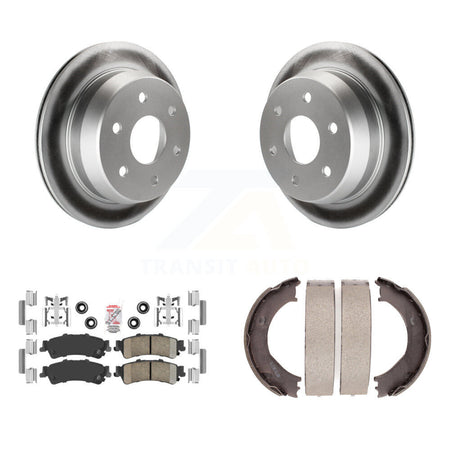 Rear Disc Coated Rotors Ceramic Pads & Parking Shoes Kit For Chevrolet Silverado 1500 GMC KGA-106443