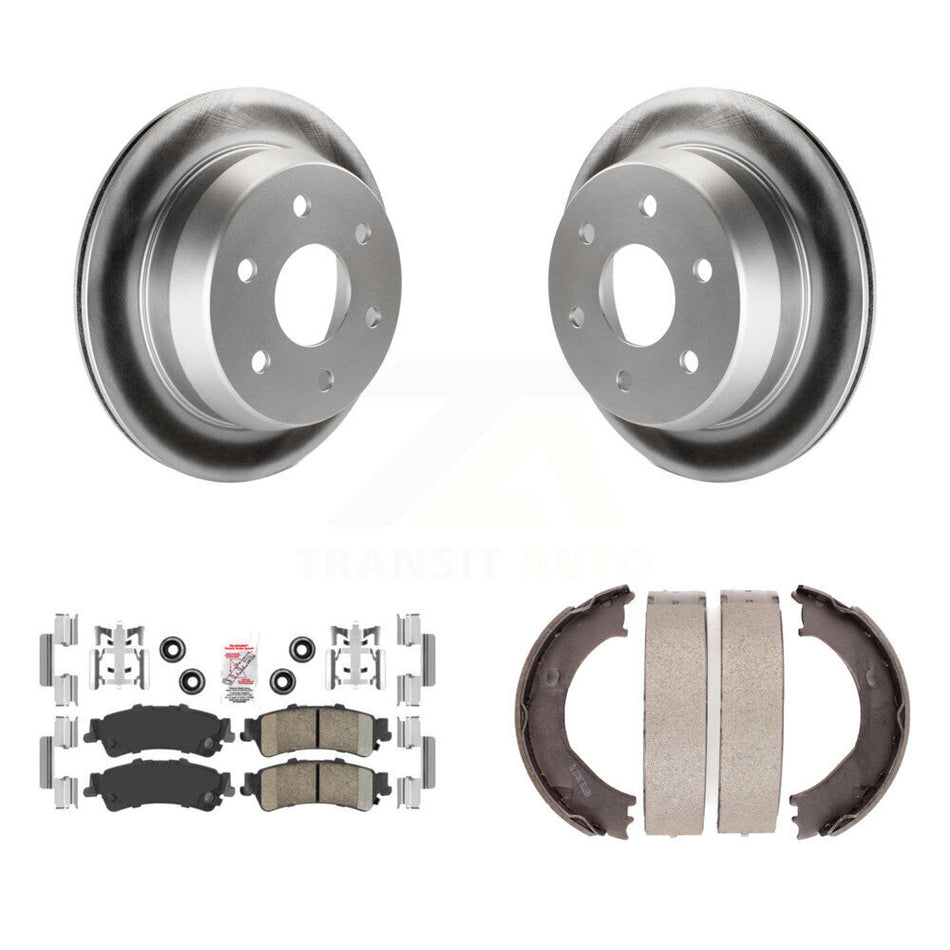Rear Disc Coated Rotors Ceramic Pads & Parking Shoes Kit For Chevrolet Silverado 1500 GMC KGA-106443