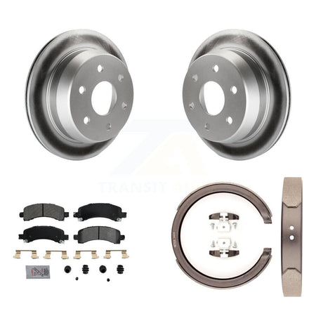 Rear Disc Coated Rotors Semi-Metallic Pads Parking Shoes Kit For Chevrolet Avalanche 1500 KGA-106445