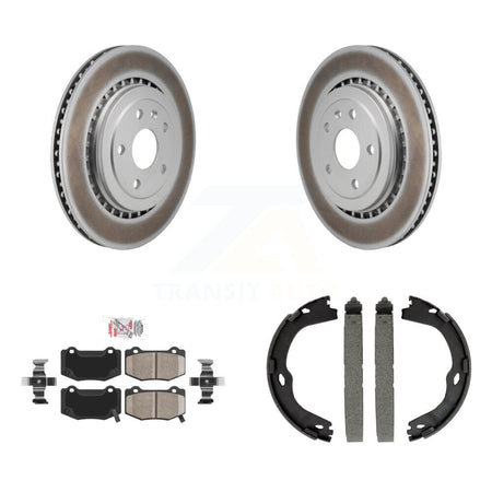 Rear Disc Coated Rotors Ceramic Pads Parking Shoes Kit For Chevrolet Camaro Cadillac ATS KGA-106447