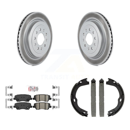 Rear Disc Coated Rotors Ceramic Pads And Parking Brake Shoes Kit For Cadillac ATS KGA-106448