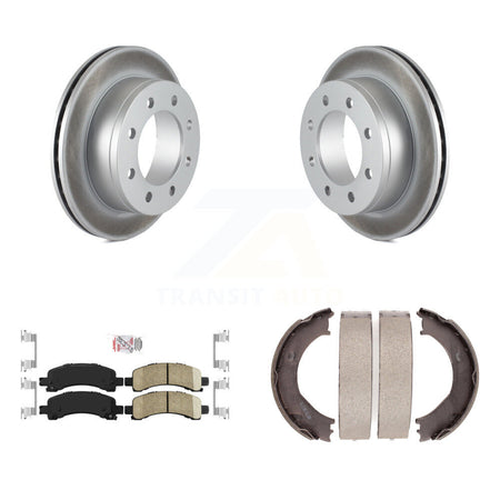 Rear Disc Coated Rotors Ceramic Pads And Parking Shoes Kit For Chevrolet GMC Express 3500 KGA-106453