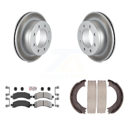 Rear Disc Coated Rotors Semi-Metallic Pads & Parking Shoes Kit For Chevrolet GMC Express KGA-106454