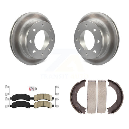 Rear Disc Coated Rotors Ceramic Pads And Parking Shoes Kit For Chevrolet Express 3500 GMC KGA-106455