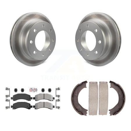 Rear Disc Coated Rotors Semi-Metallic Pads & Parking Shoes Kit For Chevrolet Express 3500 KGA-106456