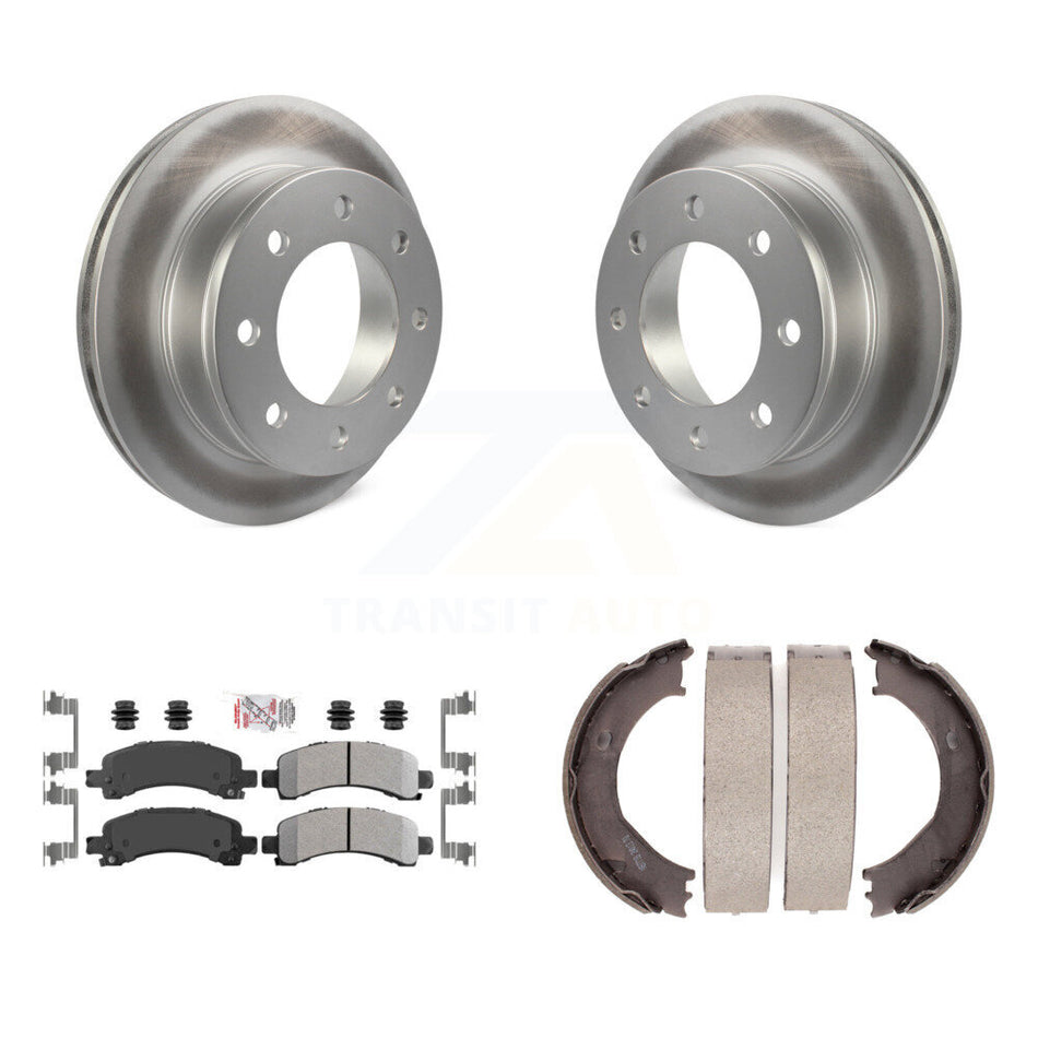 Rear Disc Coated Rotors Semi-Metallic Pads & Parking Shoes Kit For Chevrolet Express 3500 KGA-106456