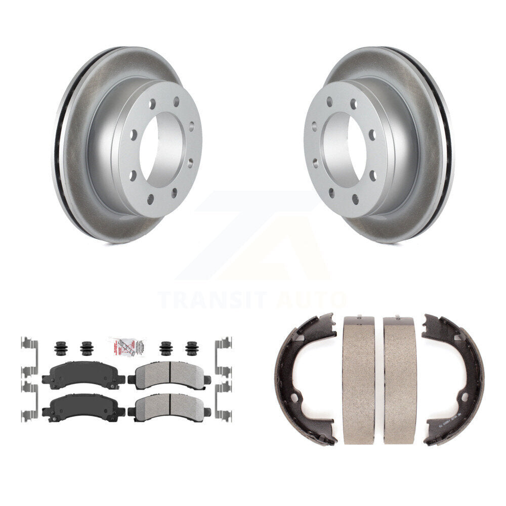 Rear Disc Coated Rotors Semi-Metallic Pads And Parking Shoes Kit For Chevrolet GMC Savana KGA-106461