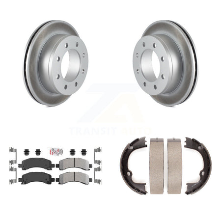 Rear Disc Coated Rotors Semi-Metallic Pads And Parking Shoes Kit For Chevrolet GMC Savana KGA-106461