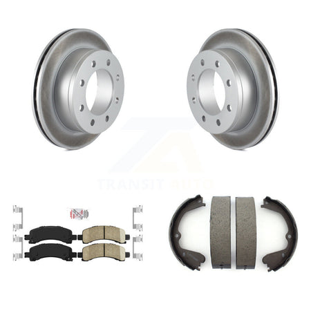 Rear Disc Coated Rotors Ceramic Pads & Parking Shoes Kit For GMC Savana 3500 Cutaway Van KGA-106464
