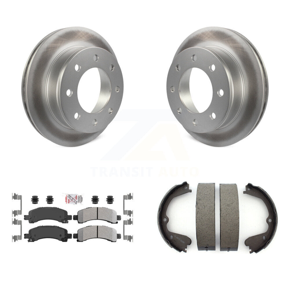 Rear Disc Coated Rotors Semi-Metallic Pads & Parking Brake Shoes Kit For GMC Savana 3500 KGA-106465