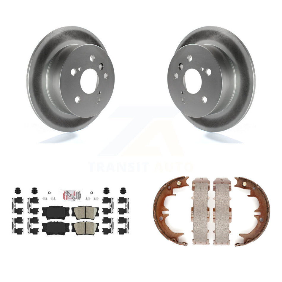 Rear Disc Coated Rotors Ceramic Pads Parking Brake Shoes Kit For Toyota Camry Lexus ES350 KGA-106467