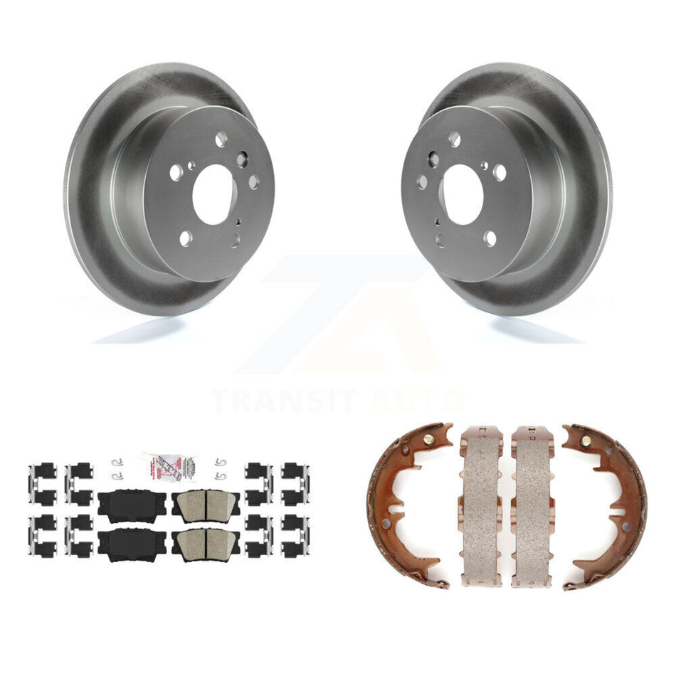 Rear Disc Coated Rotors Ceramic Pads Parking Brake Shoes Kit For Toyota Camry Lexus ES350 KGA-106468