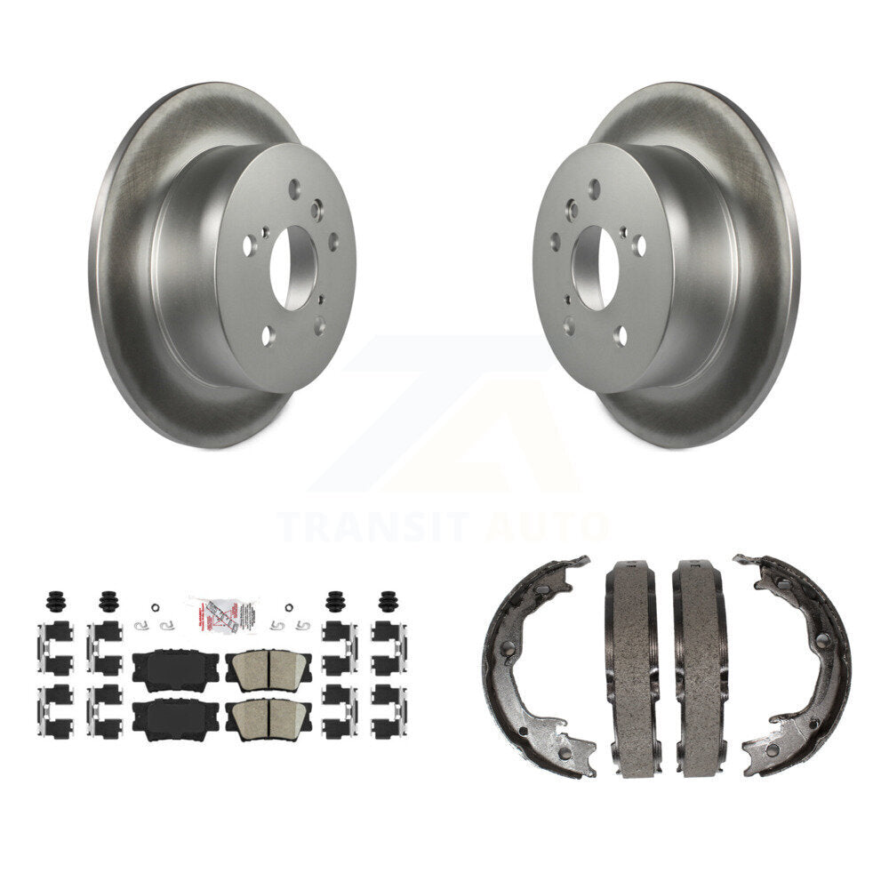 Rear Disc Coated Rotors Ceramic Pads Parking Brake Shoes Kit For Toyota Camry Lexus ES350 KGA-106469