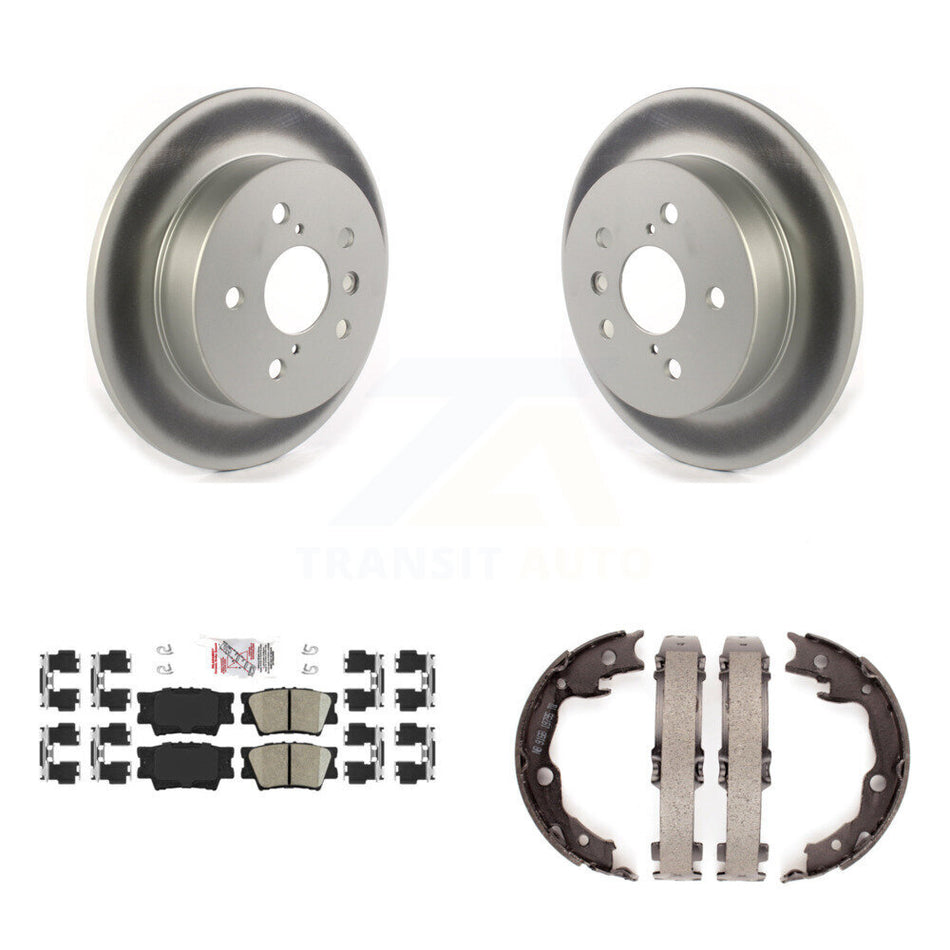 Rear Disc Coated Rotors Ceramic Pads And Parking Brake Shoes Kit For Toyota Camry KGA-106481