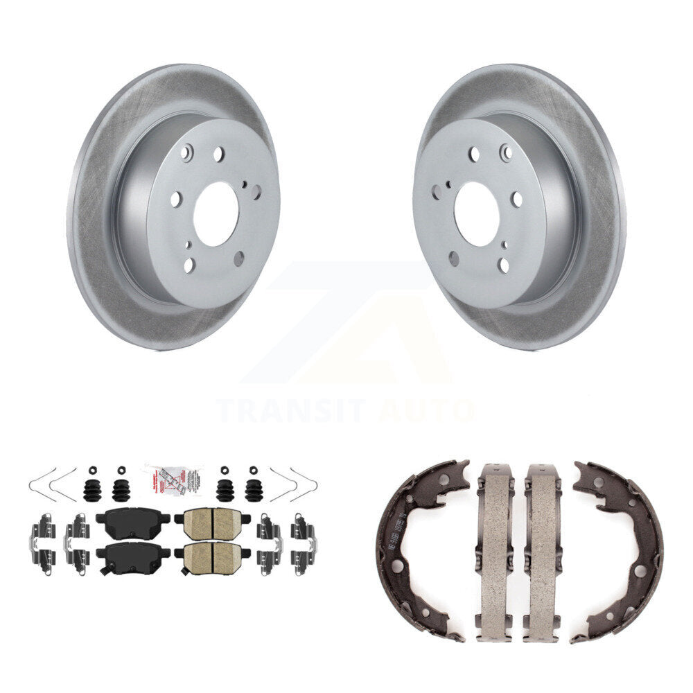 Rear Disc Coated Rotors Ceramic Pads & Parking Brake Shoes Kit For 2010 Toyota Matrix XRS KGA-106484