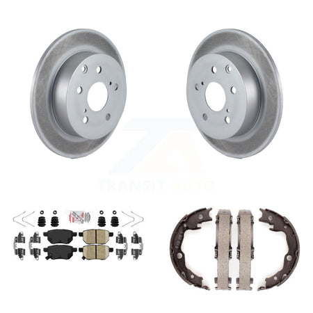 Rear Disc Coated Rotors Ceramic Pads & Parking Brake Shoes Kit For 2010 Toyota Matrix XRS KGA-106484