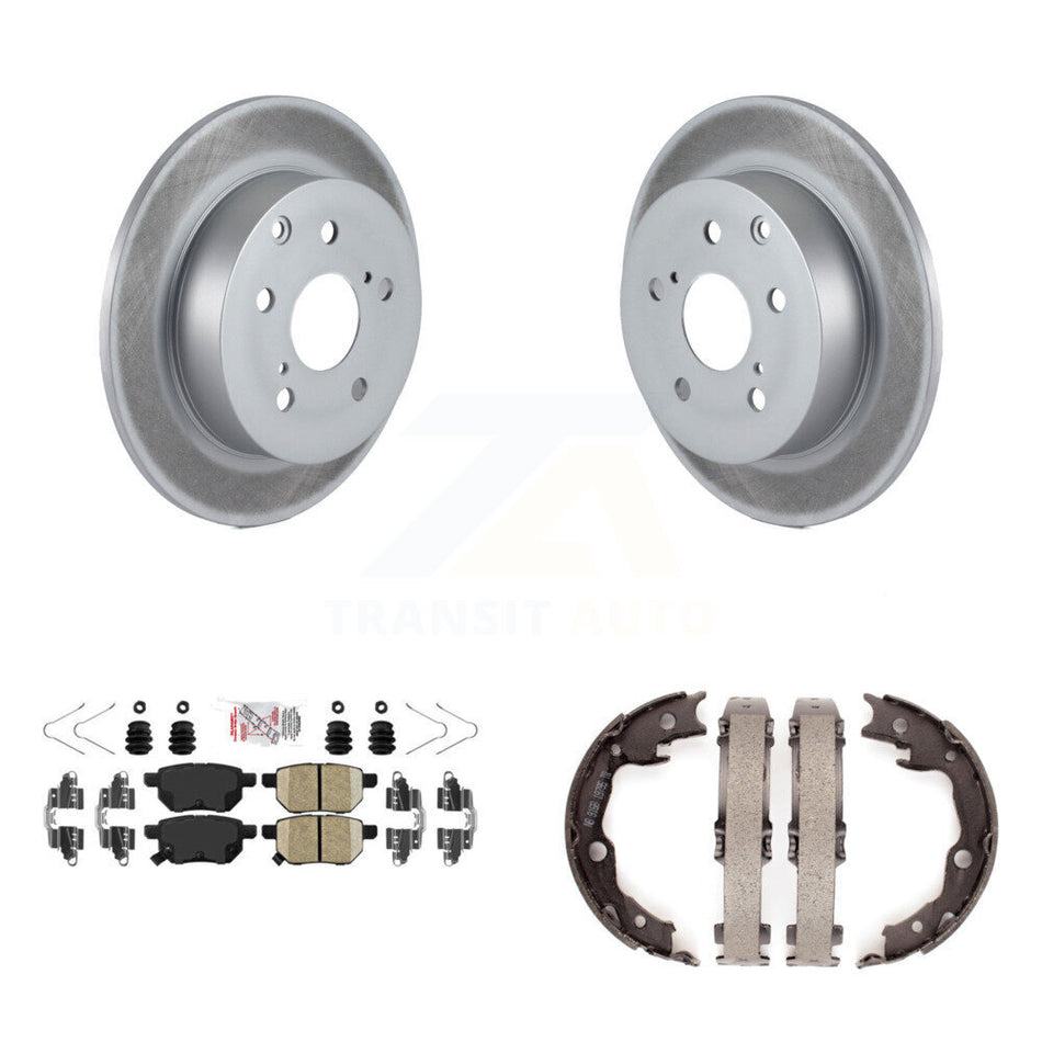 Rear Disc Coated Rotors Ceramic Pads & Parking Brake Shoes Kit For 2010 Toyota Matrix XRS KGA-106484