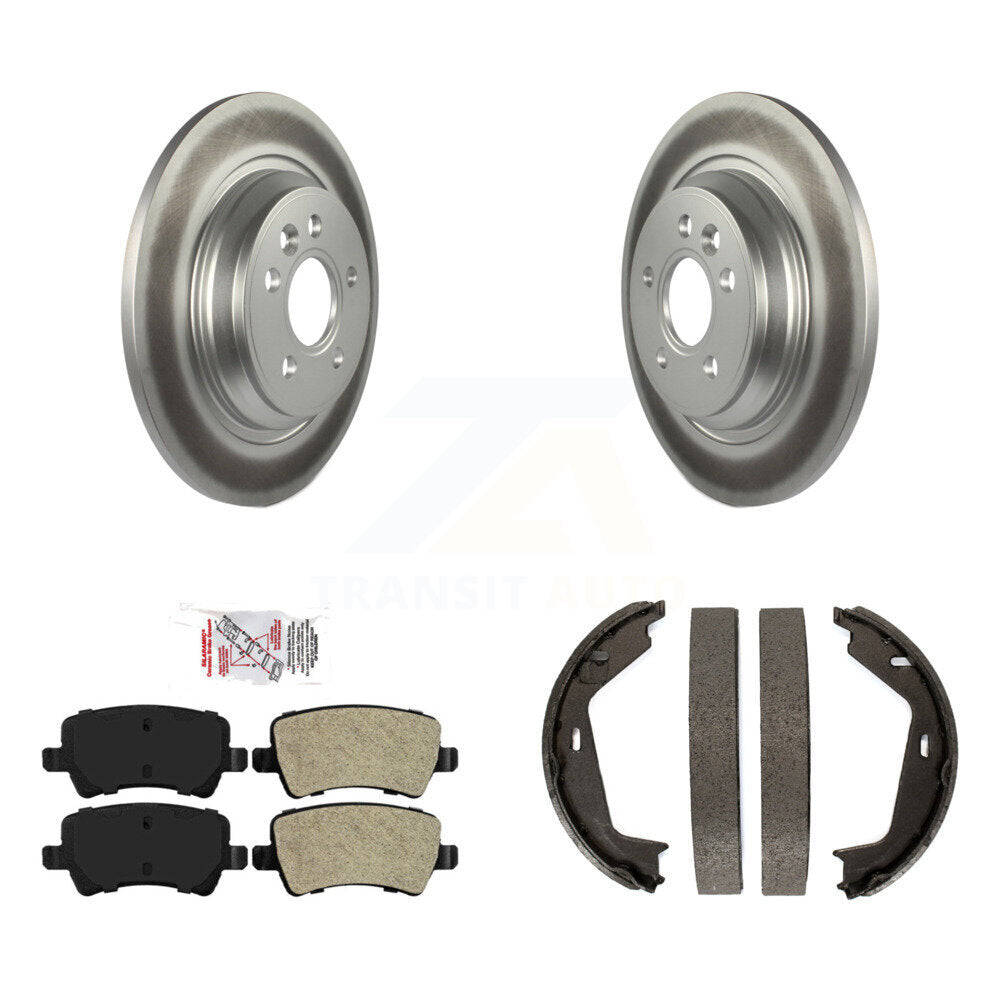 Rear Disc Coated Rotors Semi-Metallic Pads Parking Shoes Kit For 2007-2009 Volvo S80 AWD KGA-106489