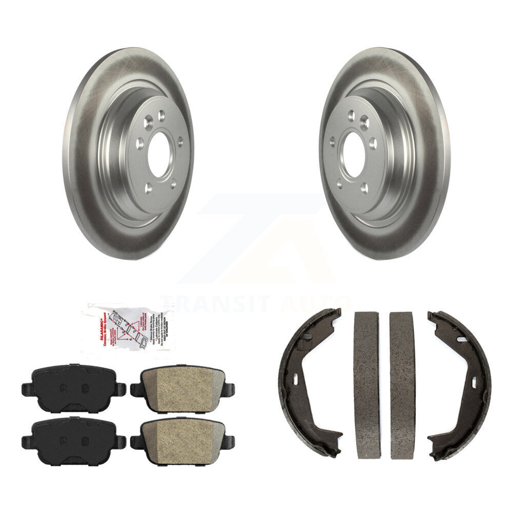 Rear Disc Coated Rotors Semi-Metallic Pads Parking Shoes Kit For 2008-2009 Volvo S80 FWD KGA-106491