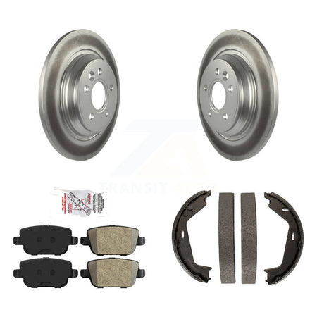 Rear Disc Coated Rotors Semi-Metallic Pads Parking Shoes Kit For 2008-2009 Volvo S80 FWD KGA-106491