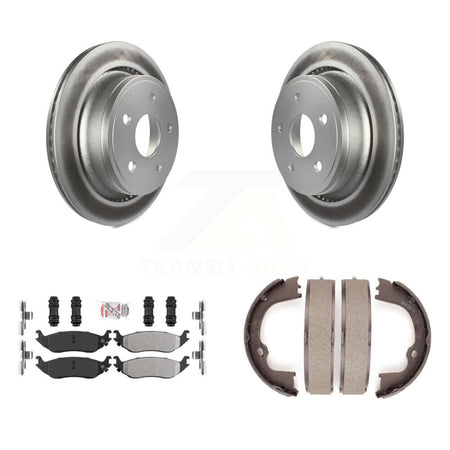 Rear Disc Coated Rotors Semi-Metallic Pads & Parking Shoes Kit For Ram 1500 Classic Dodge KGA-106500