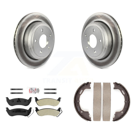 Rear Disc Coated Rotors Semi-Metallic Pads Parking Shoes Kit For Ford Ranger Mazda B2300 KGA-106507