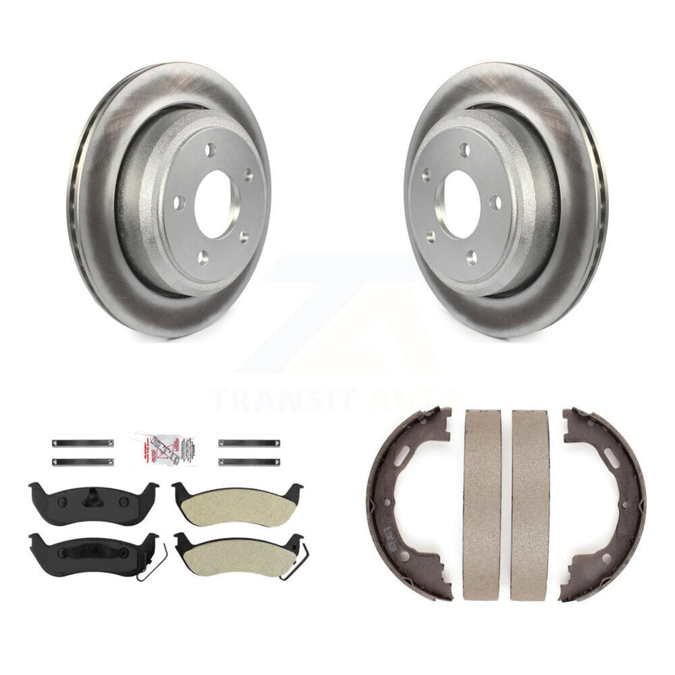 Rear Disc Coated Rotors Semi-Metallic Pads Parking Shoes Kit For Ford Ranger Mazda B2300 KGA-106507