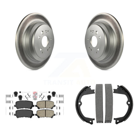 Rear Disc Coated Rotors Ceramic Pads And Parking Brake Shoes Kit For 2014-2016 Acura MDX KGA-106509