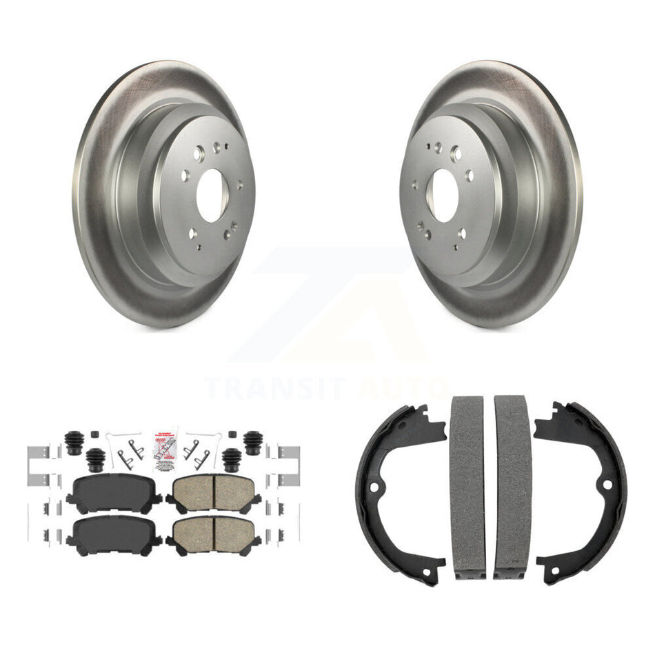 Rear Disc Coated Rotors Ceramic Pads And Parking Brake Shoes Kit For 2014-2016 Acura MDX KGA-106509