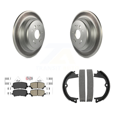 Rear Disc Coated Rotors Ceramic Pads And Parking Brake Shoes Kit For 2014-2016 Acura MDX KGA-106510