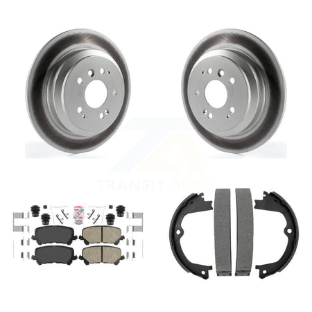 Rear Disc Coated Rotors Ceramic Pads Parking Shoes Kit For Honda Pilot Ridgeline Passport KGA-106511