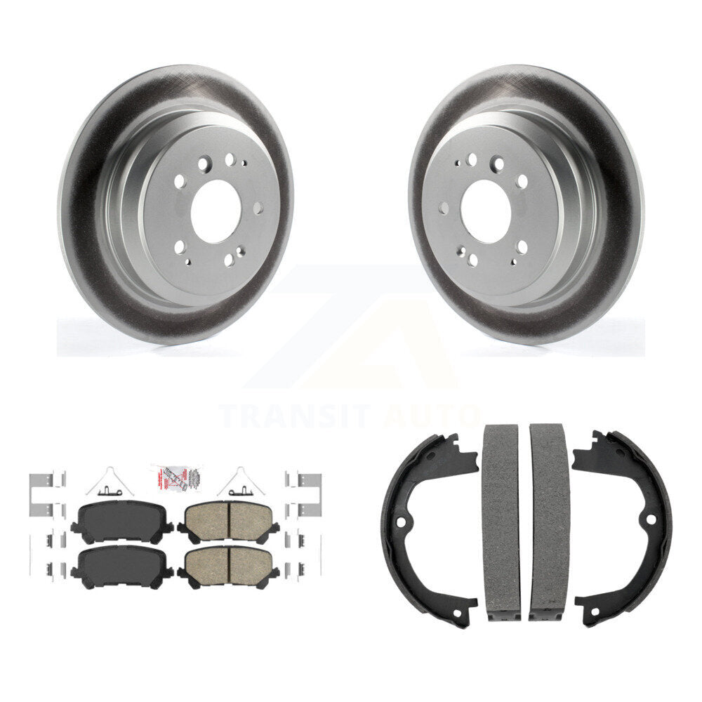 Rear Disc Coated Rotors Ceramic Pads Parking Shoes Kit For Honda Pilot Ridgeline Passport KGA-106512