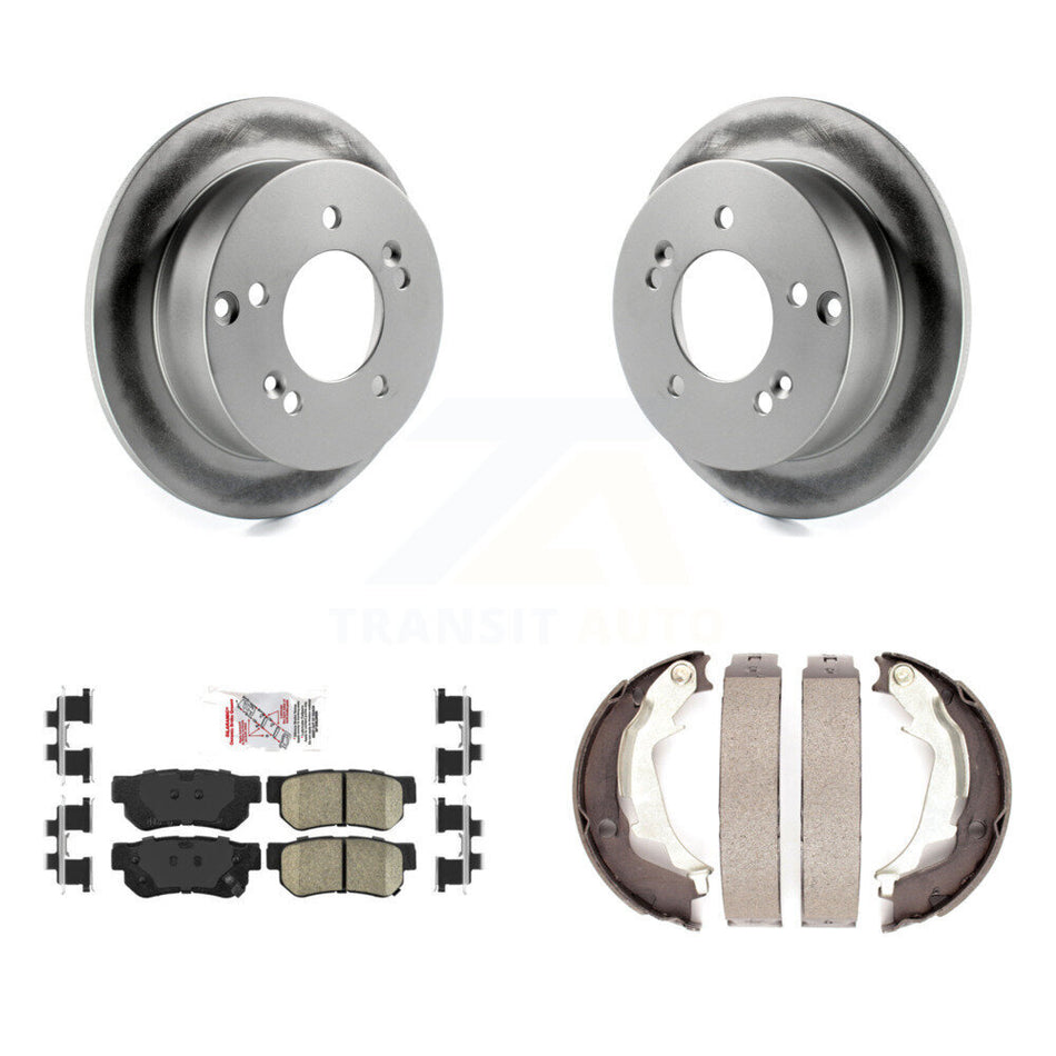 Rear Disc Coated Rotors Ceramic Pads Parking Shoes Kit For Hyundai Sonata XG350 Kia XG300 KGA-106516